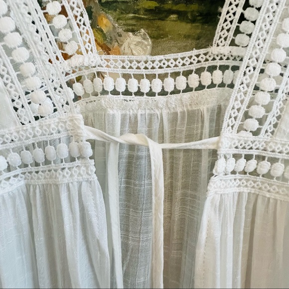 Boho White Lace Kimono Maxi Robe Long Duster New - Picture 10 of 12